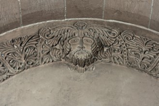 Worms, St Peter's Cathedral, north portal interior, leaf mask