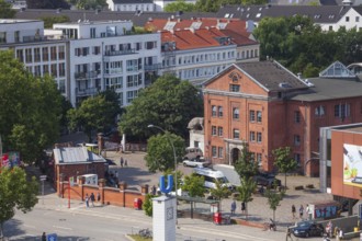 Residential building in the Karolinenviertel, aerial view, Hamburg, Germany, Europe