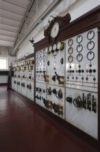 Turbine hall, control centre (control room) for controlling the generators, marble control panel