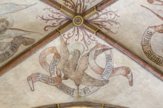 Medieval vault painting in the choir, St John the Evangelist as an eagle, St, Saint, Saint