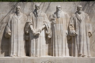 International monument to the Reformation with monumental figures of Guillaume Farel, John Calvin,