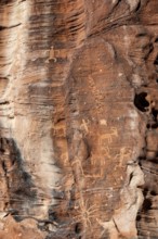 Rock carvings of the Nuwu and Southern Paiute, petroglyphs, Mouse's Tank, Valley of Fire State