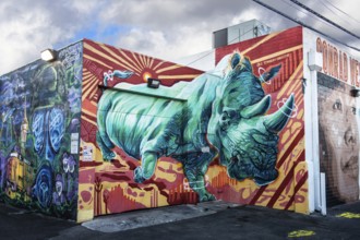 Rhinoceros, mural, Arts District, Las Vegas, Nevada, USA, North America