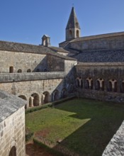 Cistercian monastery founded in 1146, cloister courtyard, cloister east wing on the left, church at