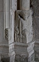 Collegiate church, west portal, male figure at the base of a column, St., Sankt, Saint