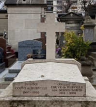 Grave of Maurice Couve de Murville, French politician and his woman Jacqueline née Schweinsguth