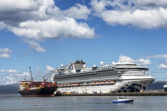 Cruise ship Sapphire Princess in the harbour of Ushuaia, Argentina, South America