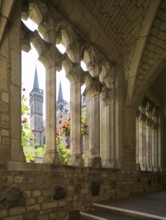 Cloister with roses, view of the choir towers, St., Saint, Saint