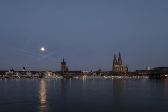 Cologne, view from the right bank of the Rhine to the cathedral, St Martin's Cathedral and the town