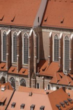 View from Trausnitz Castle to the south wall of the choir and nave, St., Sankt, Saint