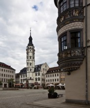 Town hall from the north-west, oriel of the town pharmacy on the right