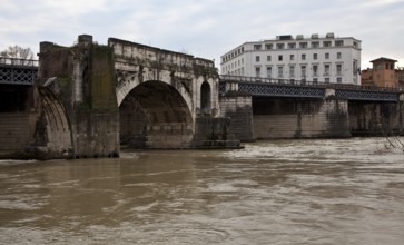 Bridge ruins in the Tiber