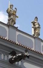 Nam. Premysla Otakara II, town hall, built 1727-1730 by Martinelli, attic figure of Justitia