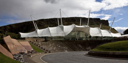 Tent roof construction opened in 1999, behind the Arthur's Seat 250 m high ridge