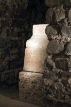 Excavation in the basement, Roman pillar and basalt masonry, St., Sankt, Saint