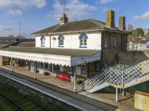 Railway station buildings, Woodbridge, Suffolk, England, UK