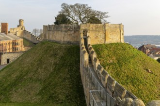 Lucy Tower, Norman Motte, medieval wall walk, Lincoln castle, city of Lincoln, Lincolnshire,