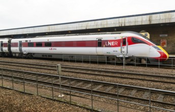 London North Eastern Railway LNER, British Rail Class 801 Azuma train at Lincoln station,