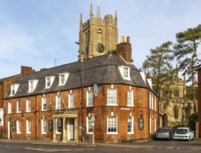 Architecture historic buildings, The Castle Hotel, Church of Saint Mary, Devizes, Wiltshire,