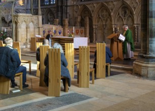 Christian religious service in Lincoln cathedral church, city of Lincoln, Lincolnshire, England, UK