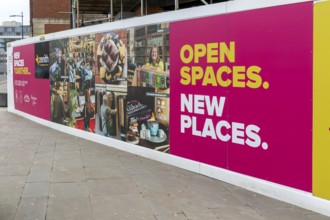 Posters promoting the Cornhill Quarter, city of Lincoln, Lincolnshire, England, UK