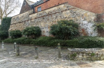 The Mint Wall, Roman town defensive wall of Lindum Colonia, city of Lincoln, Lincolnshire, England,