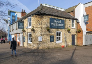 Historic Royal William IV Fourth pub, Brayford Waterfront, city of Lincoln, Lincolnshire, England,