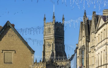 Tower of Saint John the Baptist church, Cirencester, Gloucestershire, England, UK