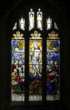 Stained glass window of Ascension church of Saint Bartholomew Corsham, Wiltshire, England, UK