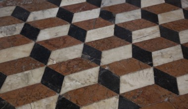 Italy Venice Zanipolo Church -292 coloured marble inlaid floor with ashlar pattern