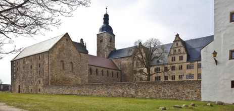 Leitzkau former castle and monastery complex seen from north-east left collegiate church right