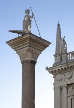 Italy Venice Piazzetta -495 monolithic column with figure of St Theodore 14th century composition