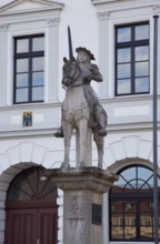 Haldensleben Ohrekreis Roland as equestrian statue singular 74672 in front of the town hall copy