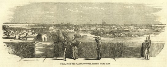 Military and munity mutiny views Delhi from flagstaff tower looking South East, India, Asia