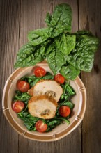 Spinach with meat beef olive