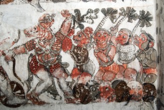 Murals depicting Ramayana and Mahabharat on ceiling in Chennakeshavaraya temple, Adiyamankottai