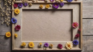 Background with flowers and Frame. Empty place for your text. AI generated image, ai