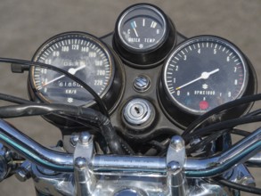 Motorbike dashboard with speedometer, rev counter and indicator lights, Appelhülsen, münsterland,