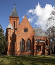 Vollenschier Altmark former manor church 74696 View from south neo-Gothic brick building 1875-77 by