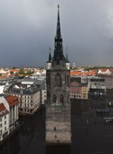 Hall S Market Square Red Tower 55531, west side seen from the market church built 1418-1506 Height