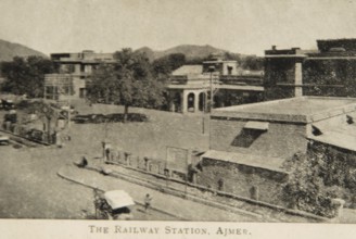 Old picture of railway station, Ajmer, Rajasthan, India, Asia