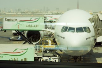 Emirates airplane Boeing 777-300 ER Dubai International Airport