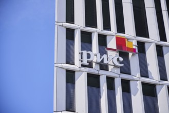 Pwc logo on the building of PricewaterhouseCoopers, Berlin, Berlin, Germany, Europe