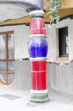 Detail of the colourful façade of the Hundertwasser House, Hundertwasser House, residential