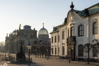 Dresden, Brühl's Terrace with secondary school (right) and Academy of Fine Arts