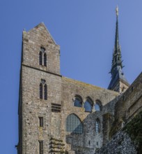 Mont-Saint-Michel, monastery hill, west gable of the convent building with three-window group of