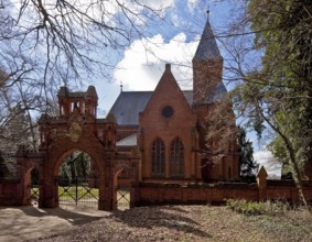 Vollenschier Altmark former manor church and cemetery gate 74726 View from north neo-Gothic brick