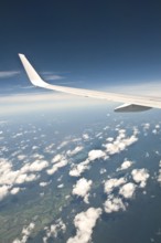 Wing and aerial view from airplane over Queensland, Australia, Oceania