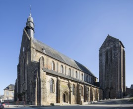 Mortain, collegiate church of St-Evroult. View from southwest, St, Saint, Saint