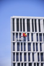 Pwc logo on the building of PricewaterhouseCoopers, Berlin, Berlin, Germany, Europe